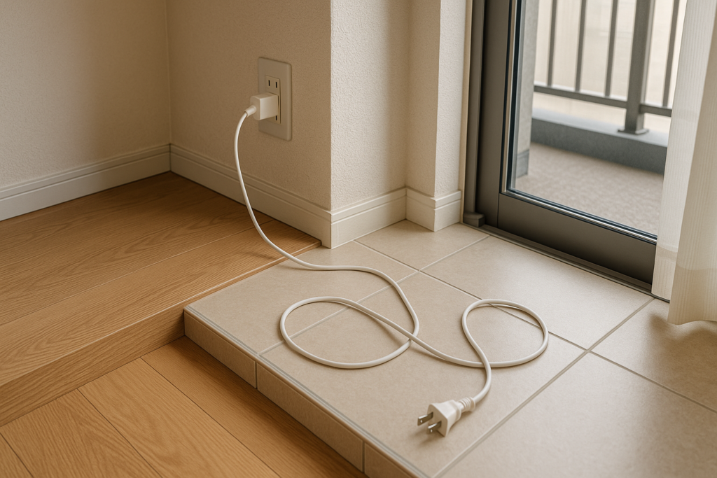 段差、コード、ベランダ