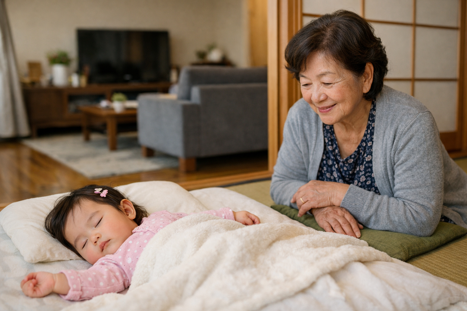 赤ちゃんと祖母