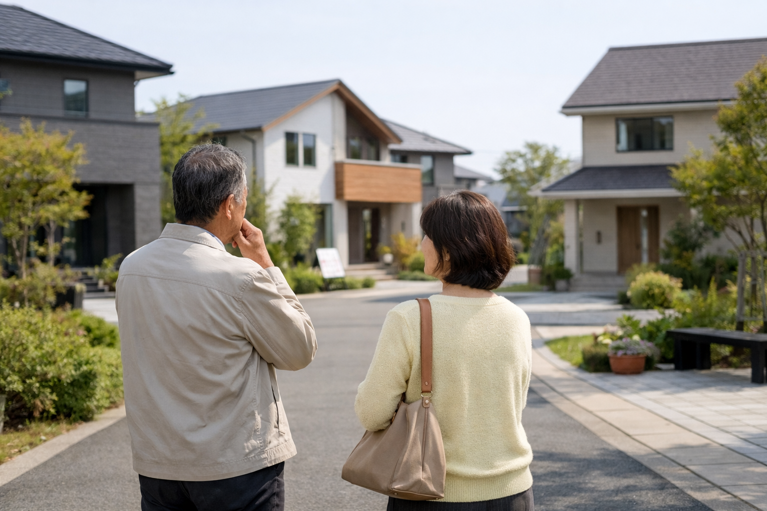 住宅展示場へ行く夫婦