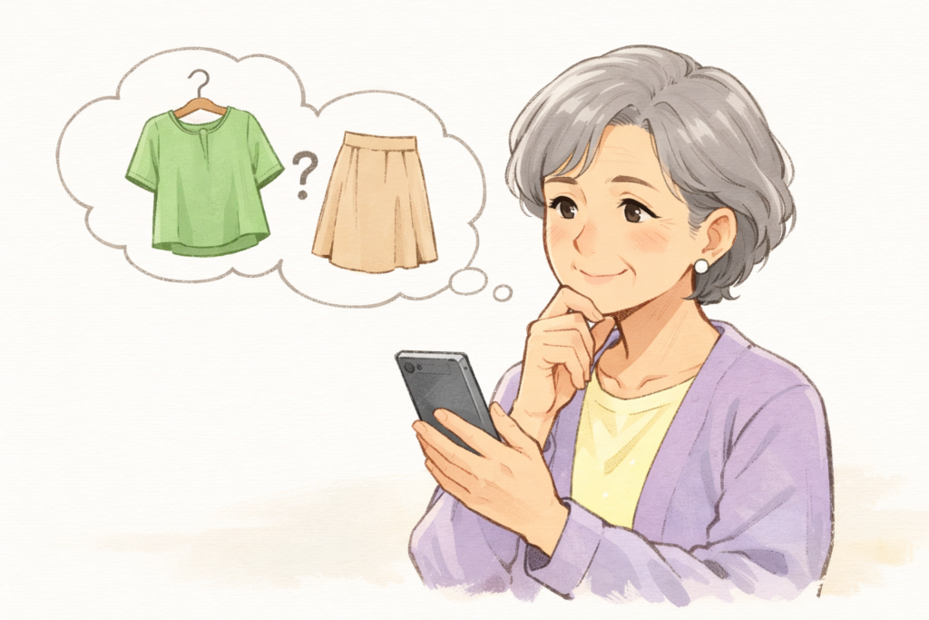 孫の服を選ぶ祖母